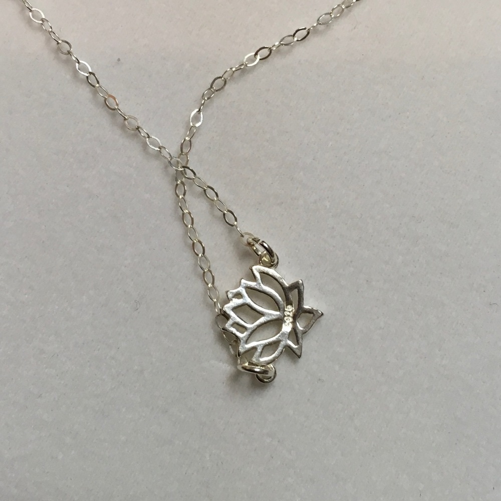 Sterling Silver Lotus Flower Necklace - Picture 6 of 7
